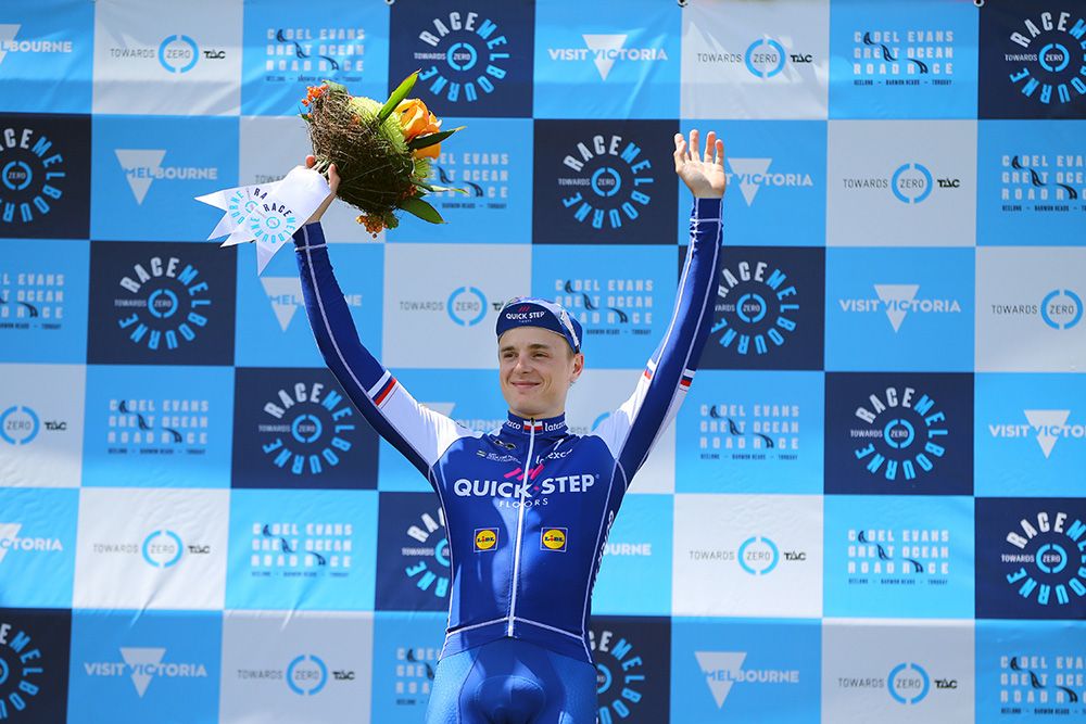 Petr Vakoc (Quick-Step Floors) on the podium after his aggressive race