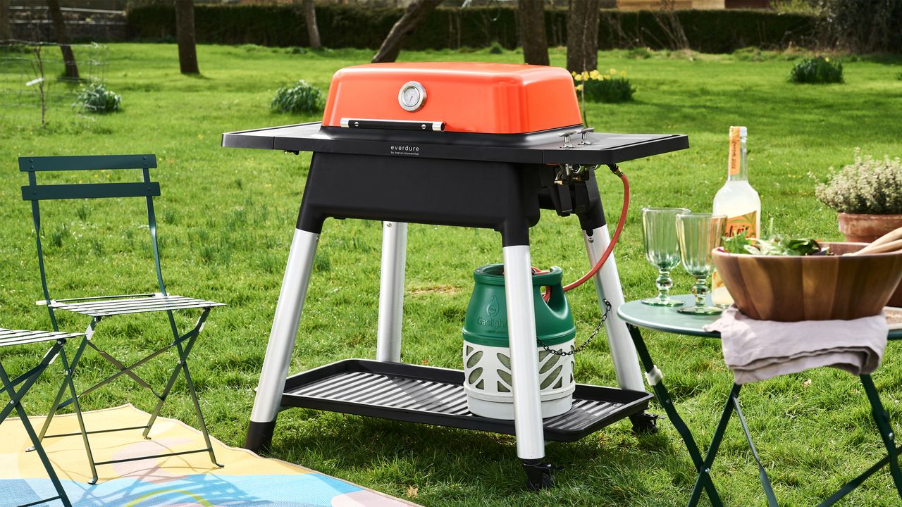 One of the best gas BBQs, the Everdure Force during Ideal Home&#039;s BBQ testing day