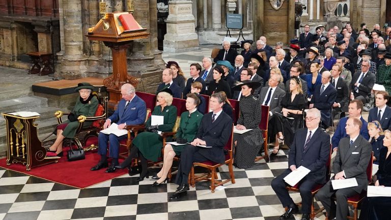 the royal family at Prince Philip's memorial service