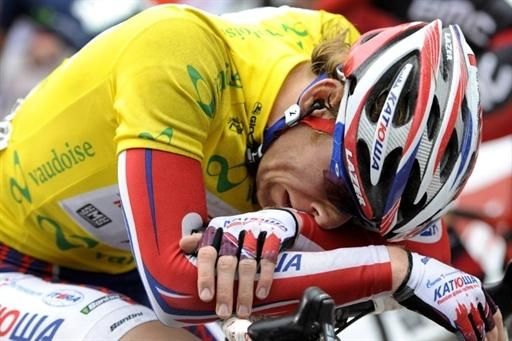 The day's effort clearly took a toll on race leader Pavel Brutt (Katusha)