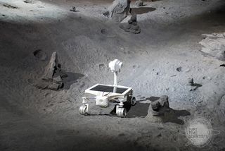 The Asimov moon rover as seen on a mockup of the lunar surface.