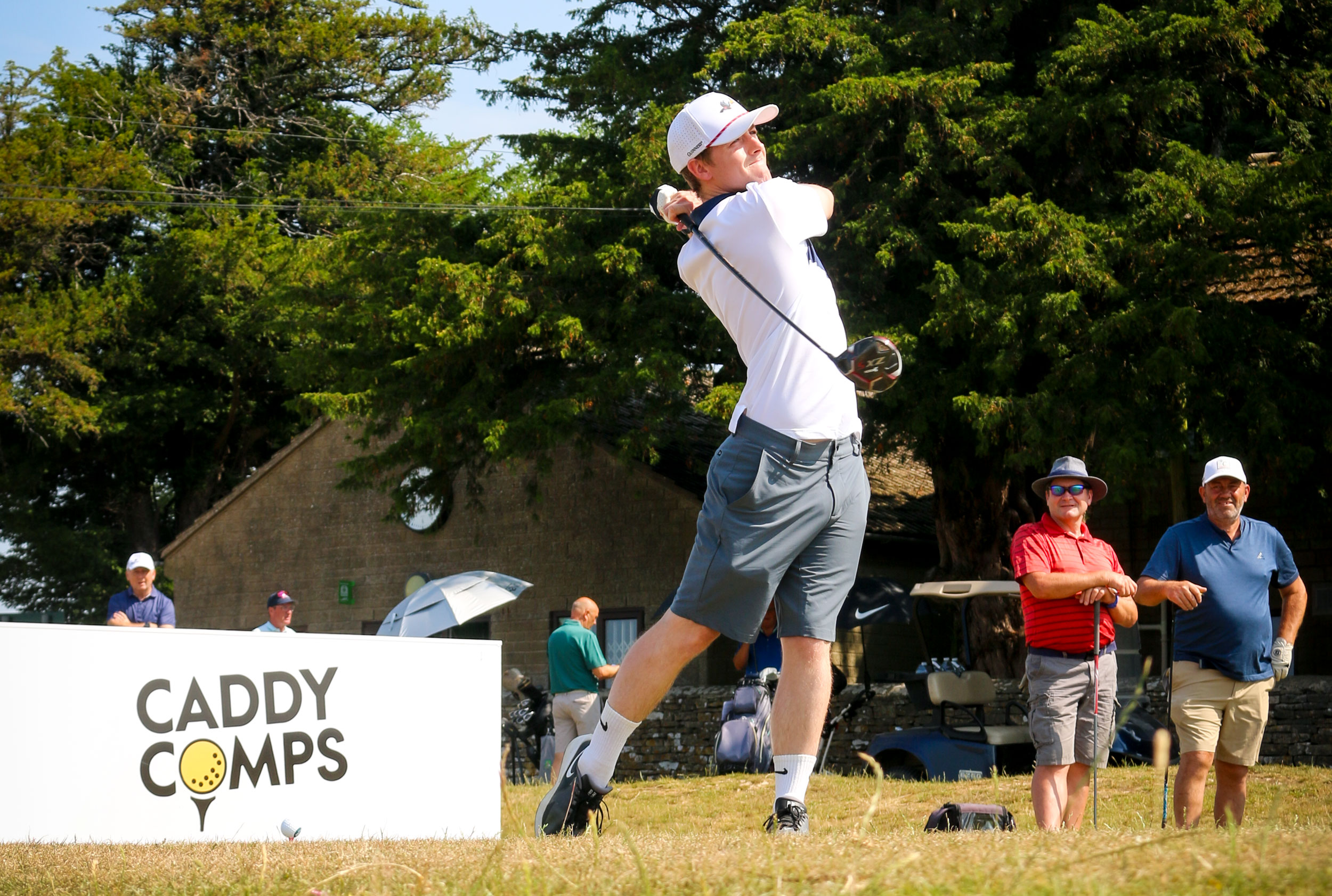 Jonny Leighfield rips a rocket off the first at the iGolf Open (Minchinhampton) in 2026