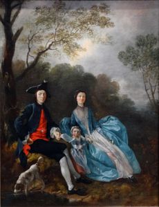Portrait of the Artist with his Wife and Daughter, about 1748, 36¼in by 27¾in, by Thomas Gainsborough (1727–88), National Gallery, London.