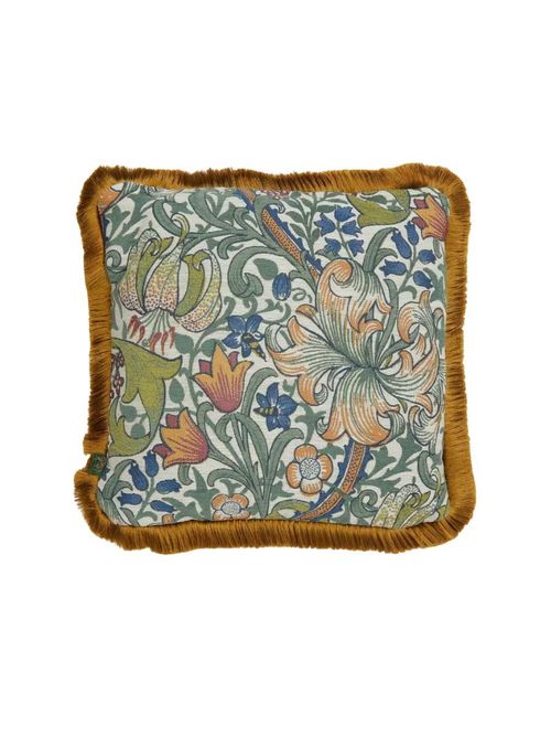 Golden Lily Fringed Cushion