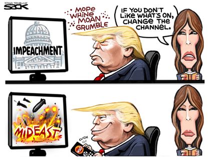 Political Cartoon U.S. Trump impeachment Iran Melania