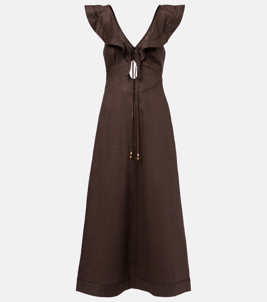 Rhiannon Ruffled Linen Midi Dress
