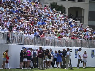 Grandstand packed with spectators at the RBC Heritage