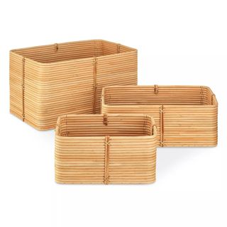 Neat Method Reeded Rattan Bin