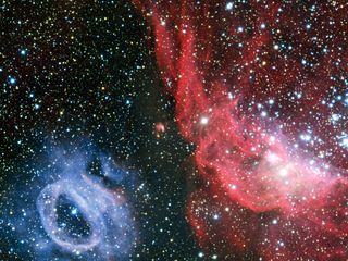 NGC 2014 and NGC 2020 Gas Clouds in Large Magellanic Cloud space wallpaper