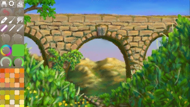 Drawing apps for iPad: picture of a bridge made using iPastels