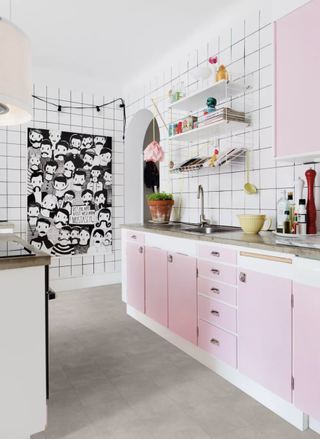Retro pink kitchen