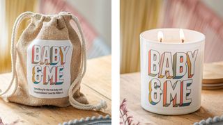 candle in a personalised gift bag