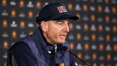 Jim Furyk speaks to the media before the Presidents Cup