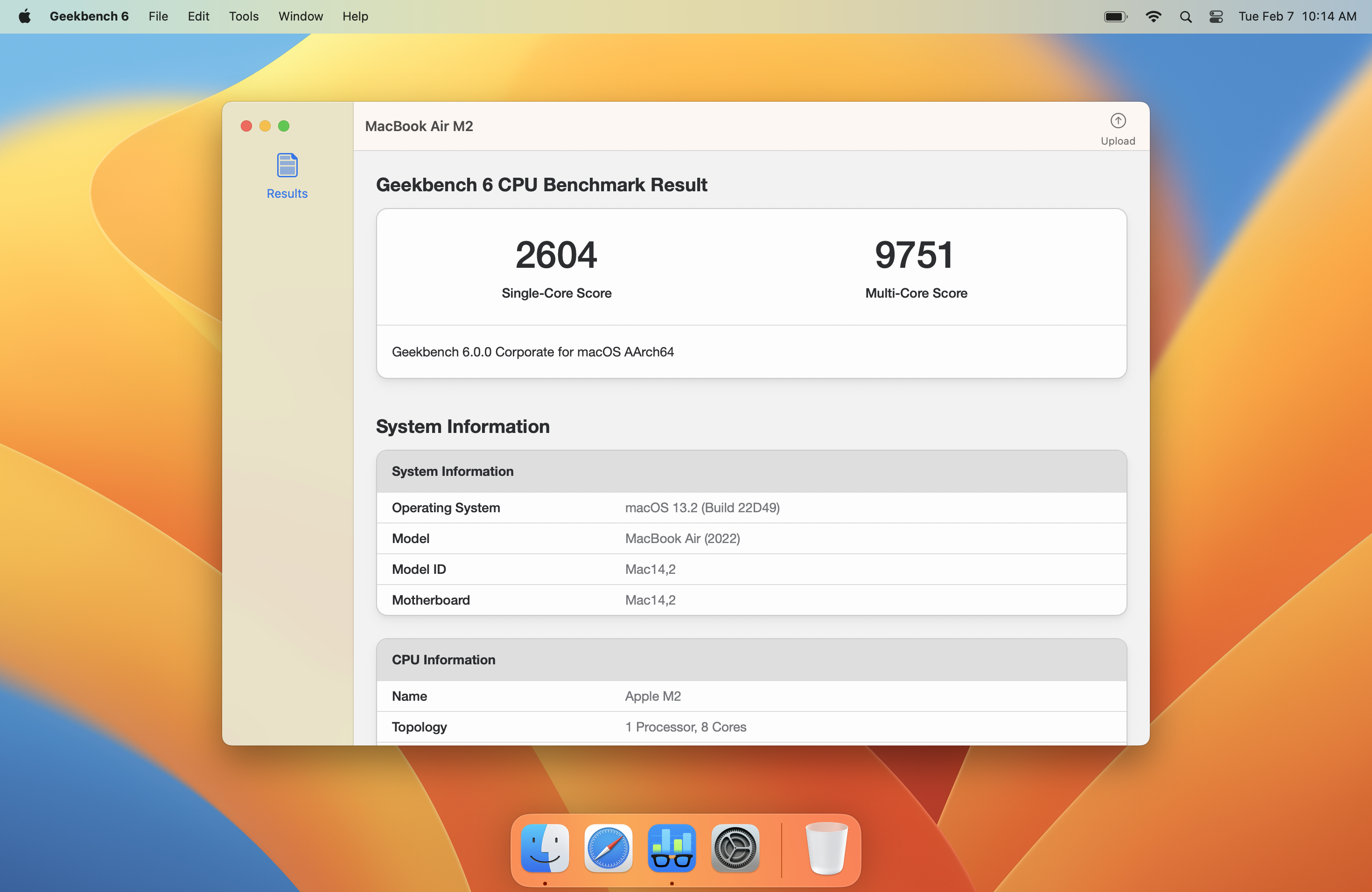 Geekbench 6 running on macOS