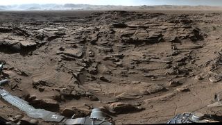 This image from the Curiosity rover shows a dry environment around Gale Crater.
