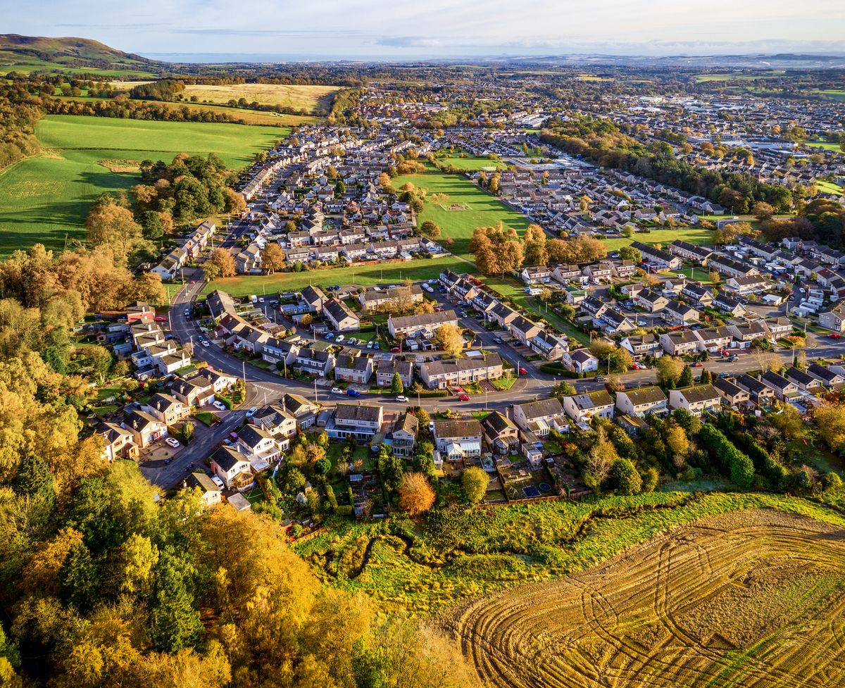 Aerial view of town