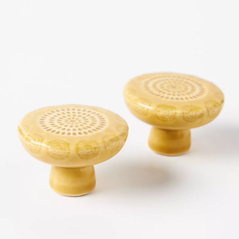 yellow ceramic knobs