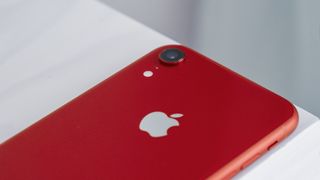 The top half of an iPhone XR from the back