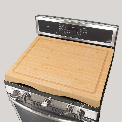 Yuhfera Bamboo Stove Top Covers/cutting Board for Electric or Gas Stove Burners,wood Stove Top Cover or Sink Cover in Small Kitchen,adjustable Cover Height for Rv Stove - 75x54cm
