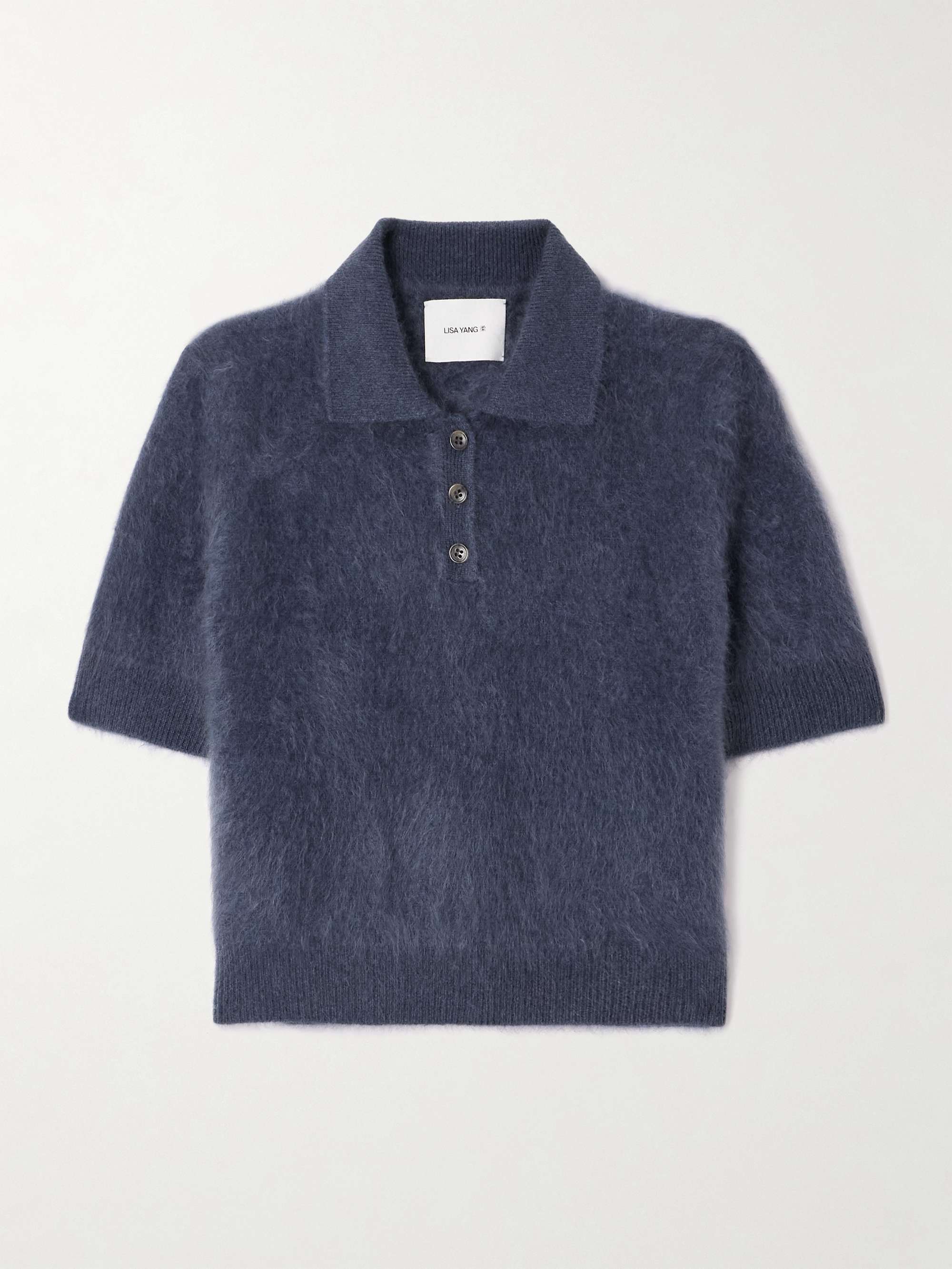 Carolyn Brushed-Organic Cashmere Polo Shirt