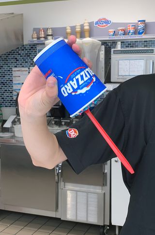 Dairy Queen's limited release Zero Gravity Blizzard Treat lives up to its name by being served upside down.