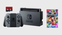 Nintendo Switch (Grey) +Mario Kart 8 Deluxe + 64GB MicroSD Card | $399.95 at Amazon US