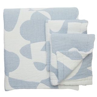 soft blue geometric bedding