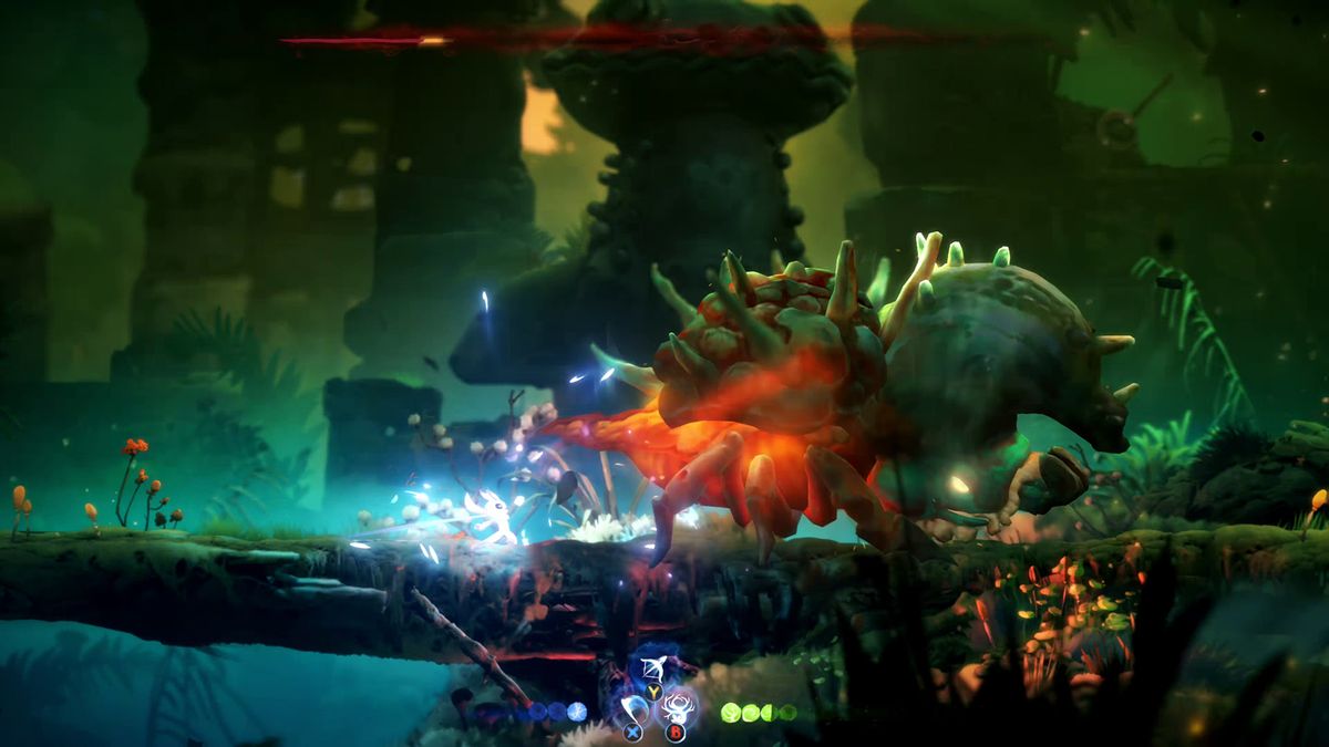 Ori Will Wisps Horn Beetle boss fight attack melee