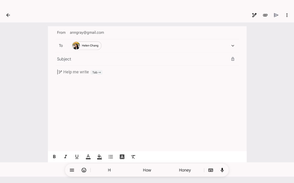 Google adds a new formatting bar for Android foldable and tablet devices in Gmail.