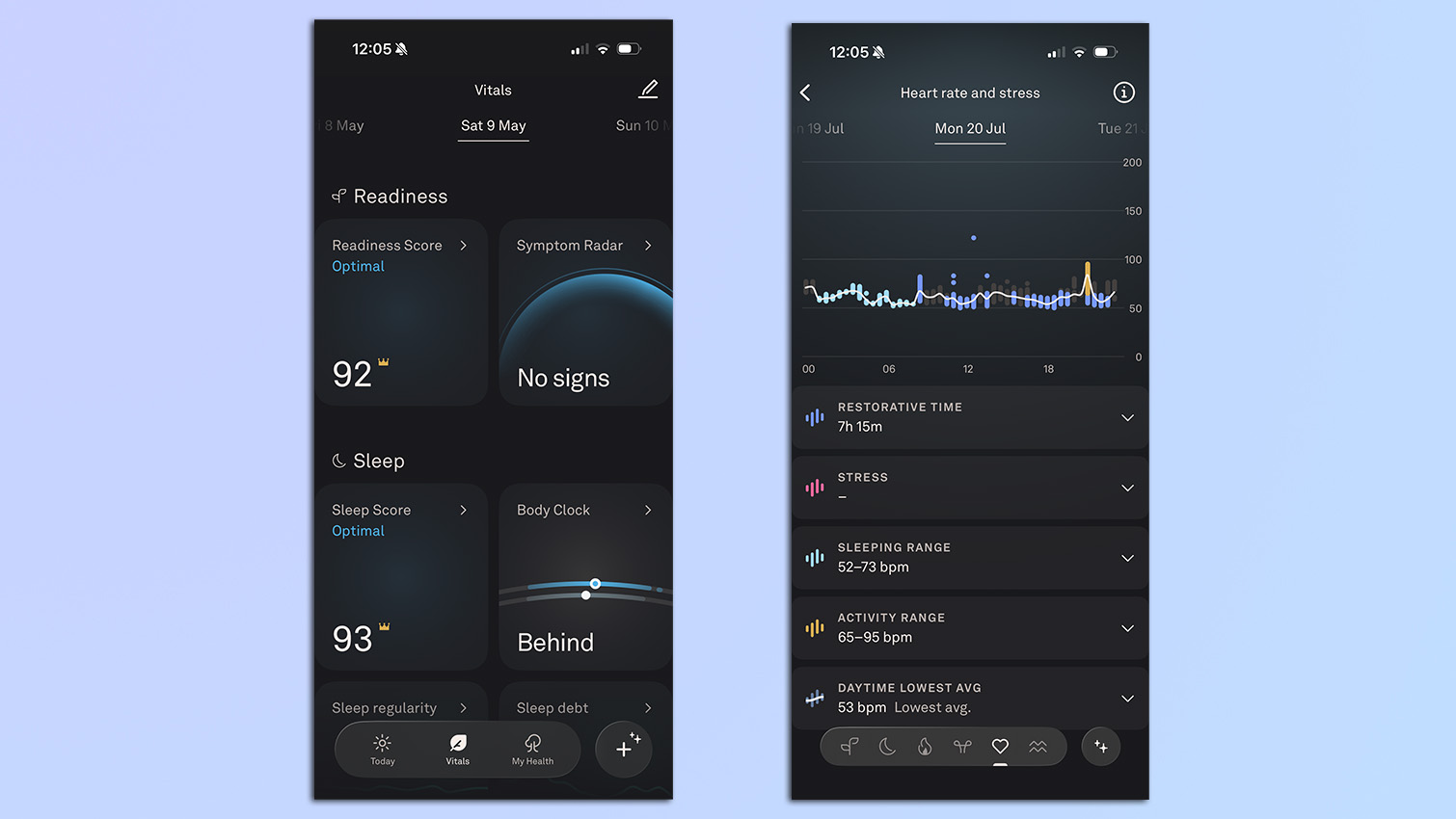 Oura Ring app screenshots