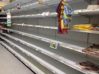 Wiped out grocery store shelves