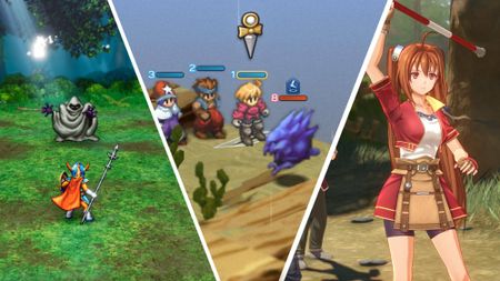 Screenshots of Dragon Quest I & II HD-2D Remake, Final Fantasy Tactics: The Ivalice Chronicles, and Trails in the Sky 1st Chapter all together