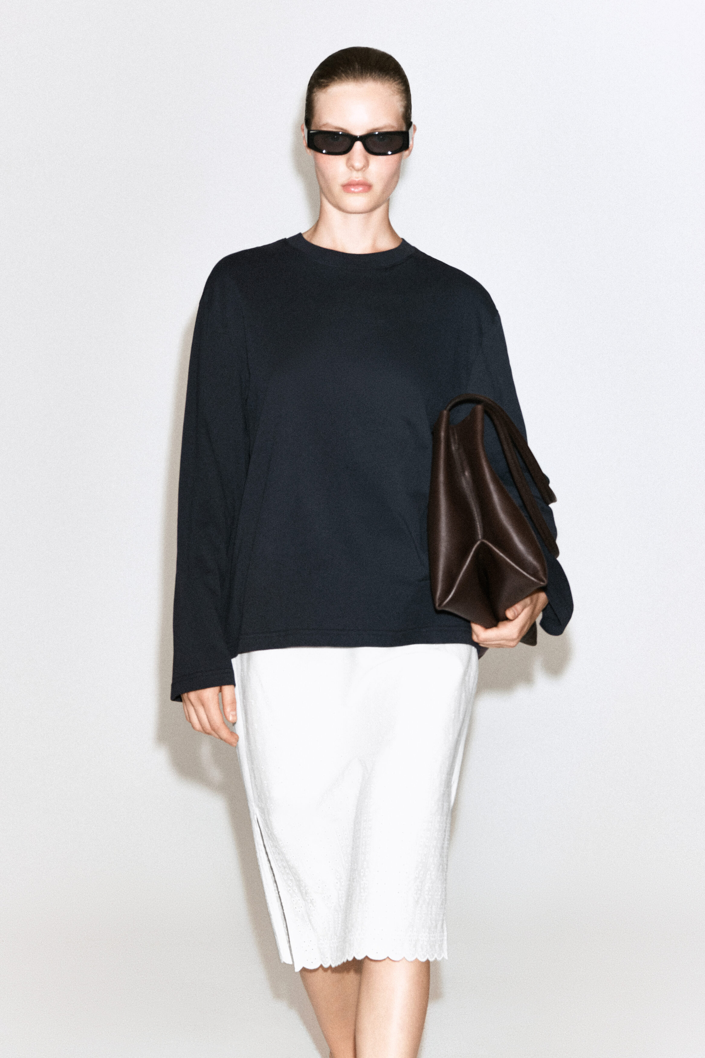 Brushed-Cotton Long-Sleeved T-Shirt