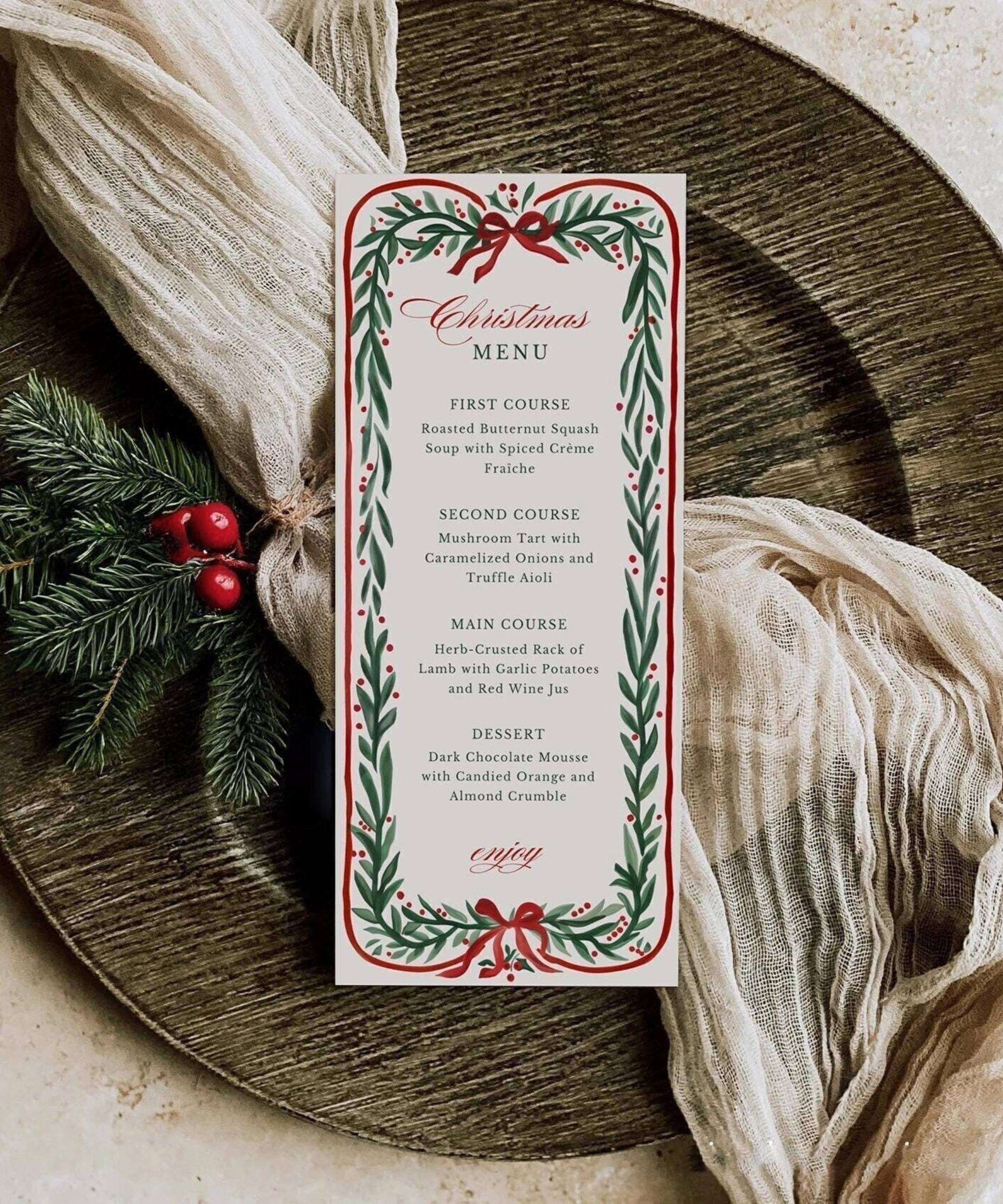Christmas menu card