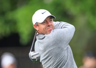 Rory McIlroy hits a TaylorMade Qi35 fairway wood during the 2025 Arnold Palmer Invitational pro-am