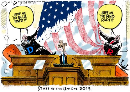 Political cartoon U.S. SOTU Democrats GOP