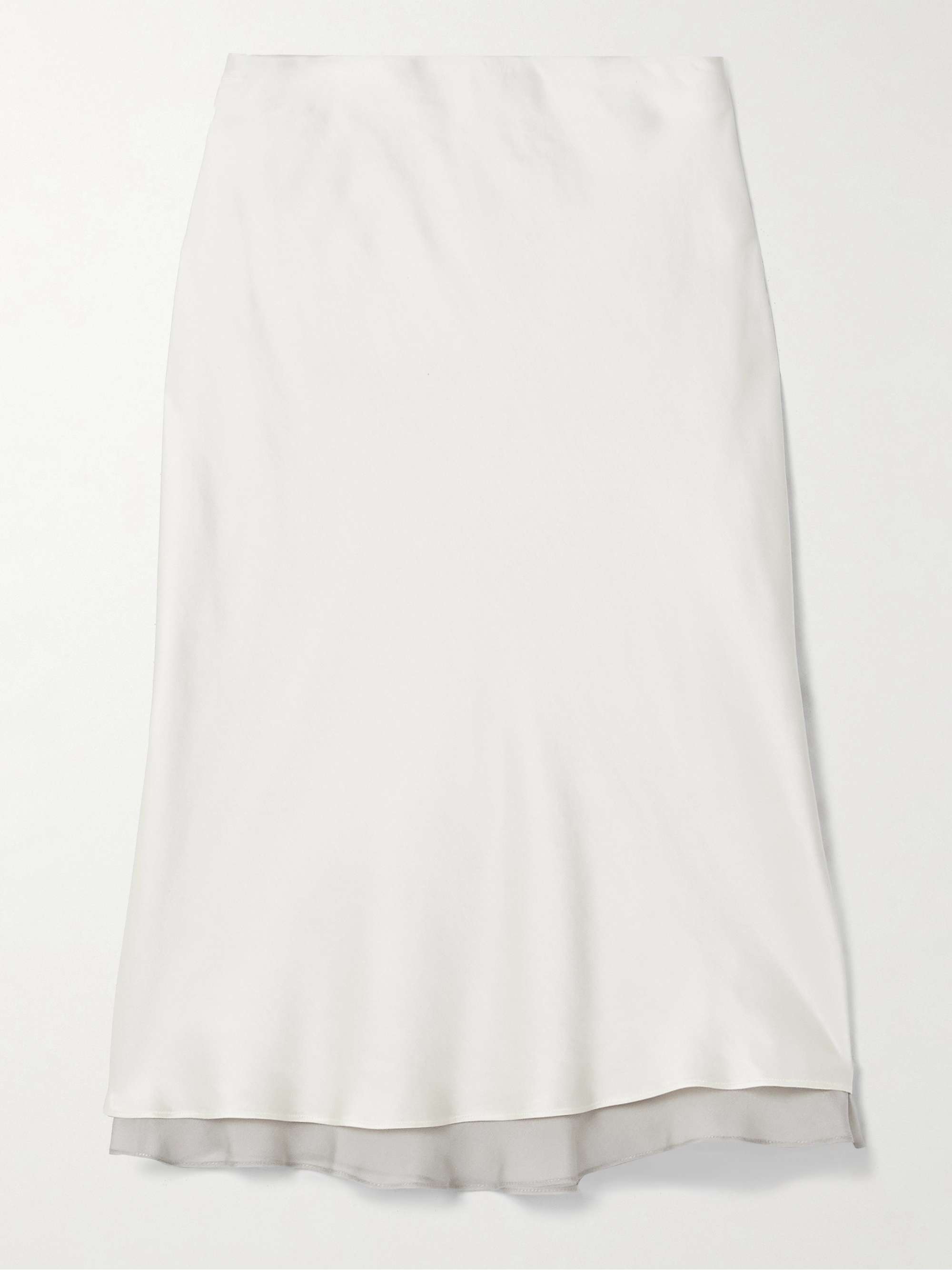 Nola Silk Chiffon-Trimmed Satin Midi Skirt