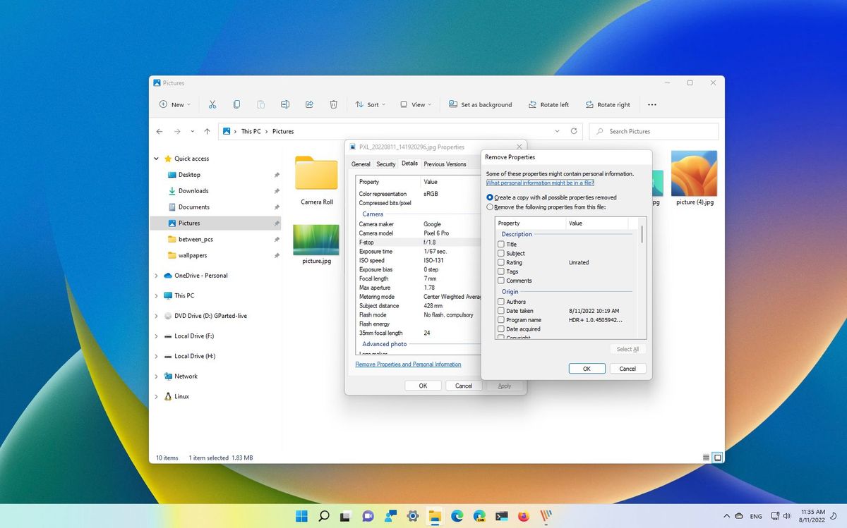 Windows 11 edit and remove metadata
