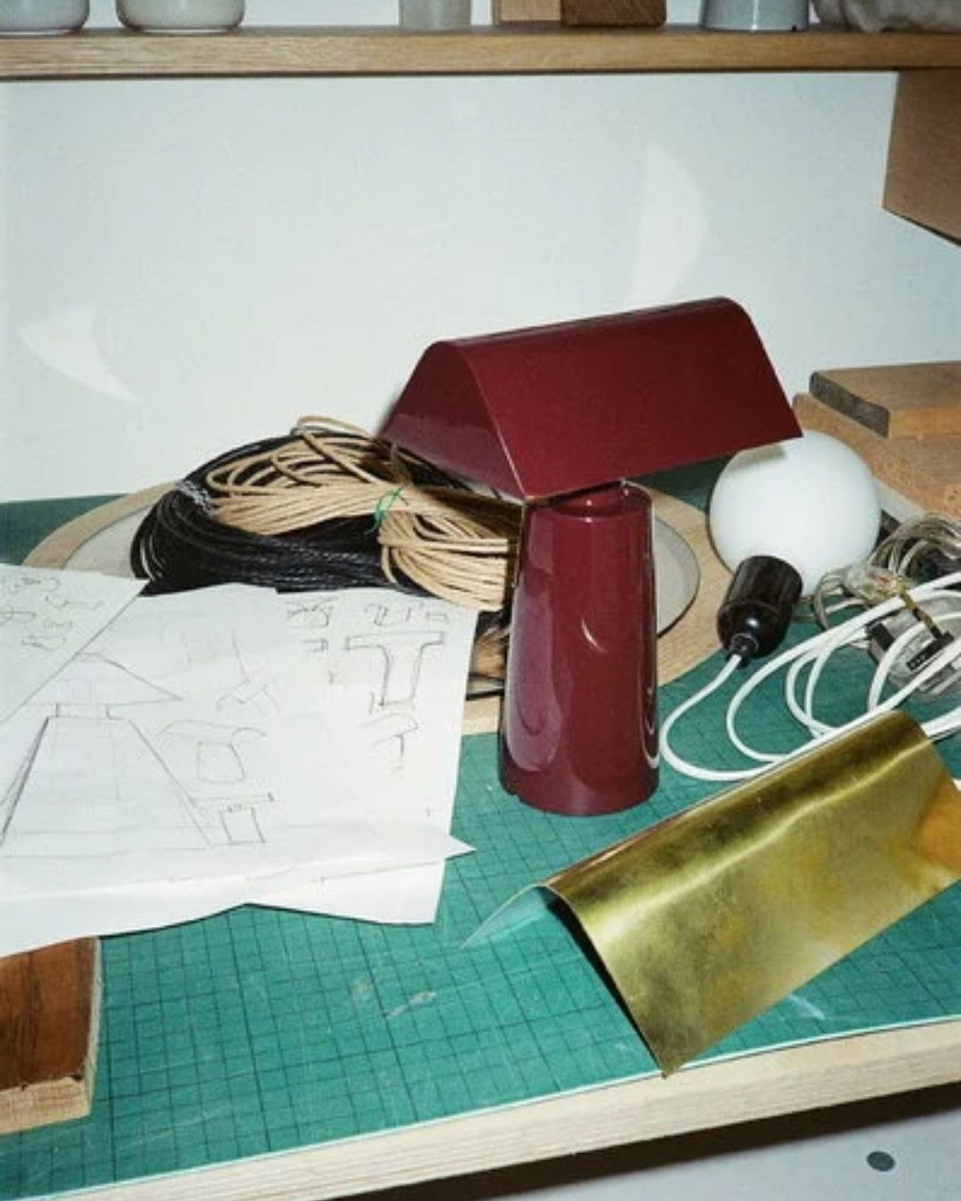 Caret Mf1 Portable Table Lamp, Dark Burgundy.