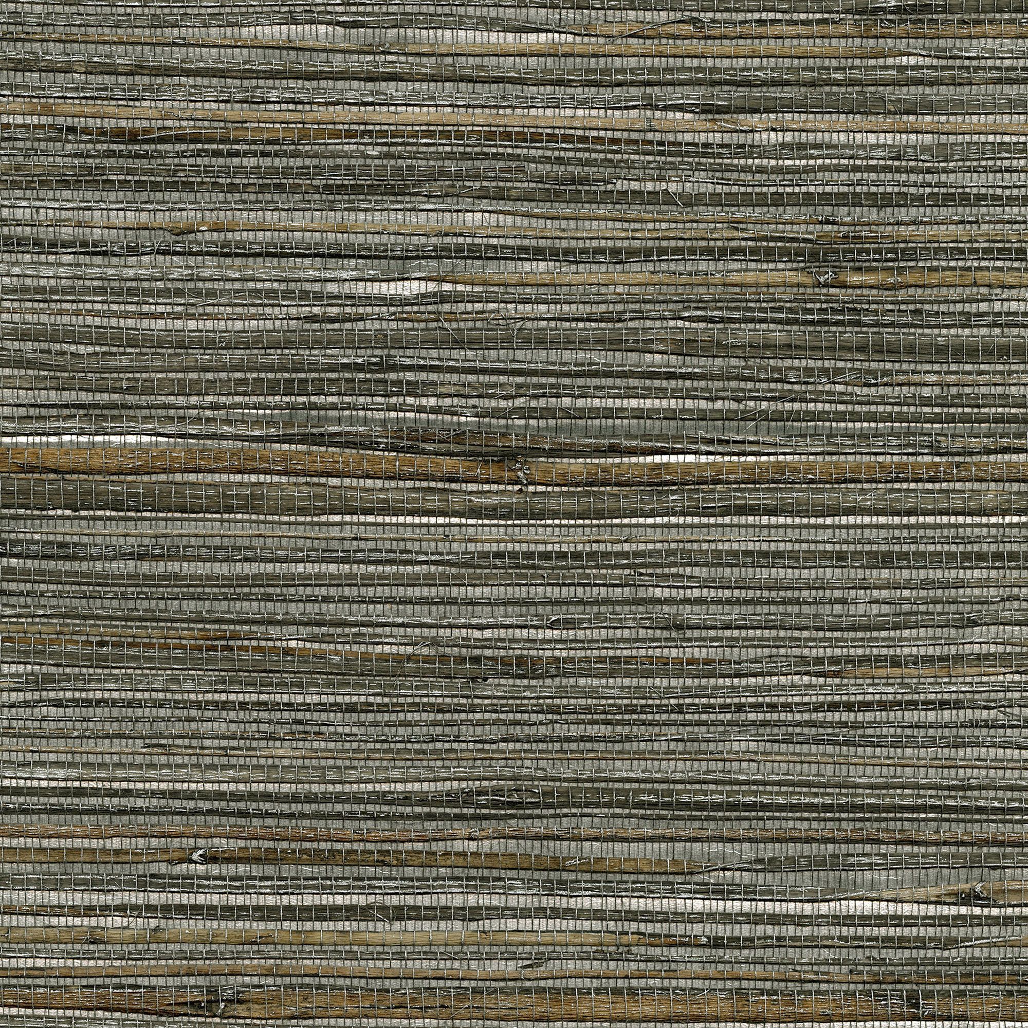 Metallic Gunmetal Grasscloth Wallpaper