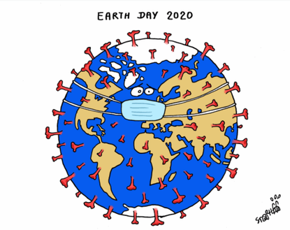 Editorial Cartoon World Earth Day 2020 coronavirus