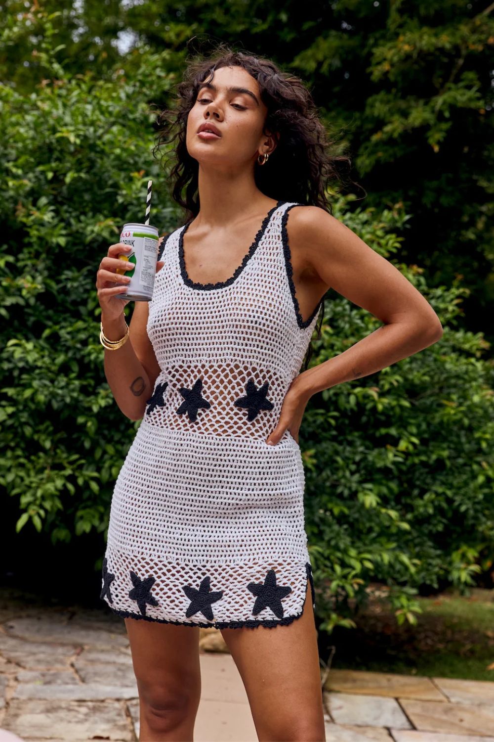 Cleonie MEDITERRANEAN CROCHET MINI DRESS