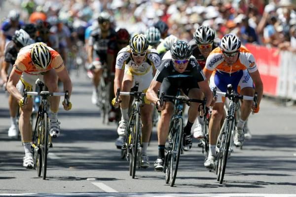 Chris Sutton (Team Sky) sprints to victory.
