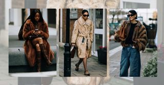 London Fashion Week Street Style Trends 2024 attendees wearing faux fur coats
