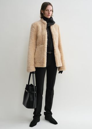 Cinched Shearling Jacket Butter