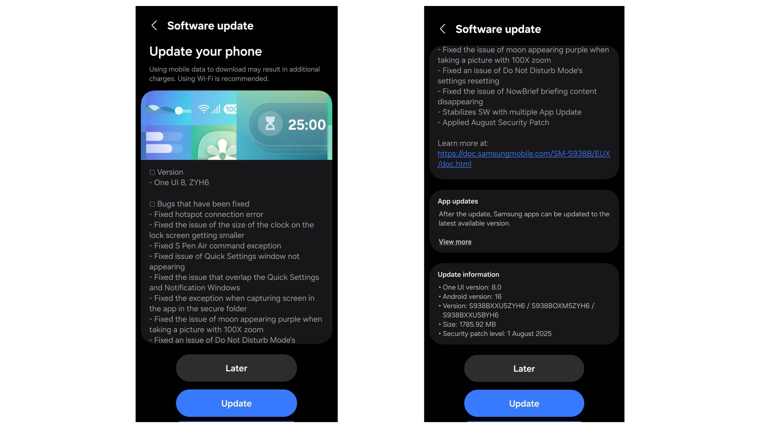 Changelog of One UI 8 beta 5 build