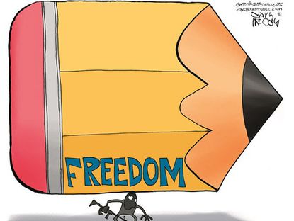 Editorial cartoon Charlie Hebdo freedom of speech