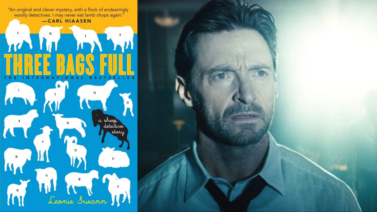 Three Bags Full book and screenshot from Reminscence with Hugh Jackman