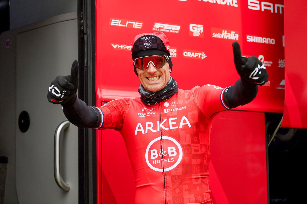 SISTERON FRANCE MARCH 08 Arnaud Demare of France and Team Arkea BB Hotels prior to the 82nd Paris Nice 2024 Stage 6 a 1982km stage from Sisteron to La CollesurLoup UCIWT on March 08 2024 in Sisteron France Photo by Alex BroadwayGetty Images