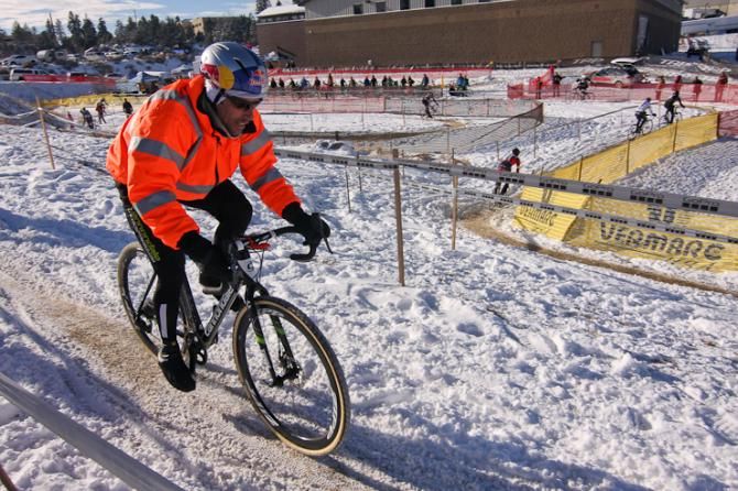 Saturday winner Tim Johnson added some warm weather gear for Sunday's race
